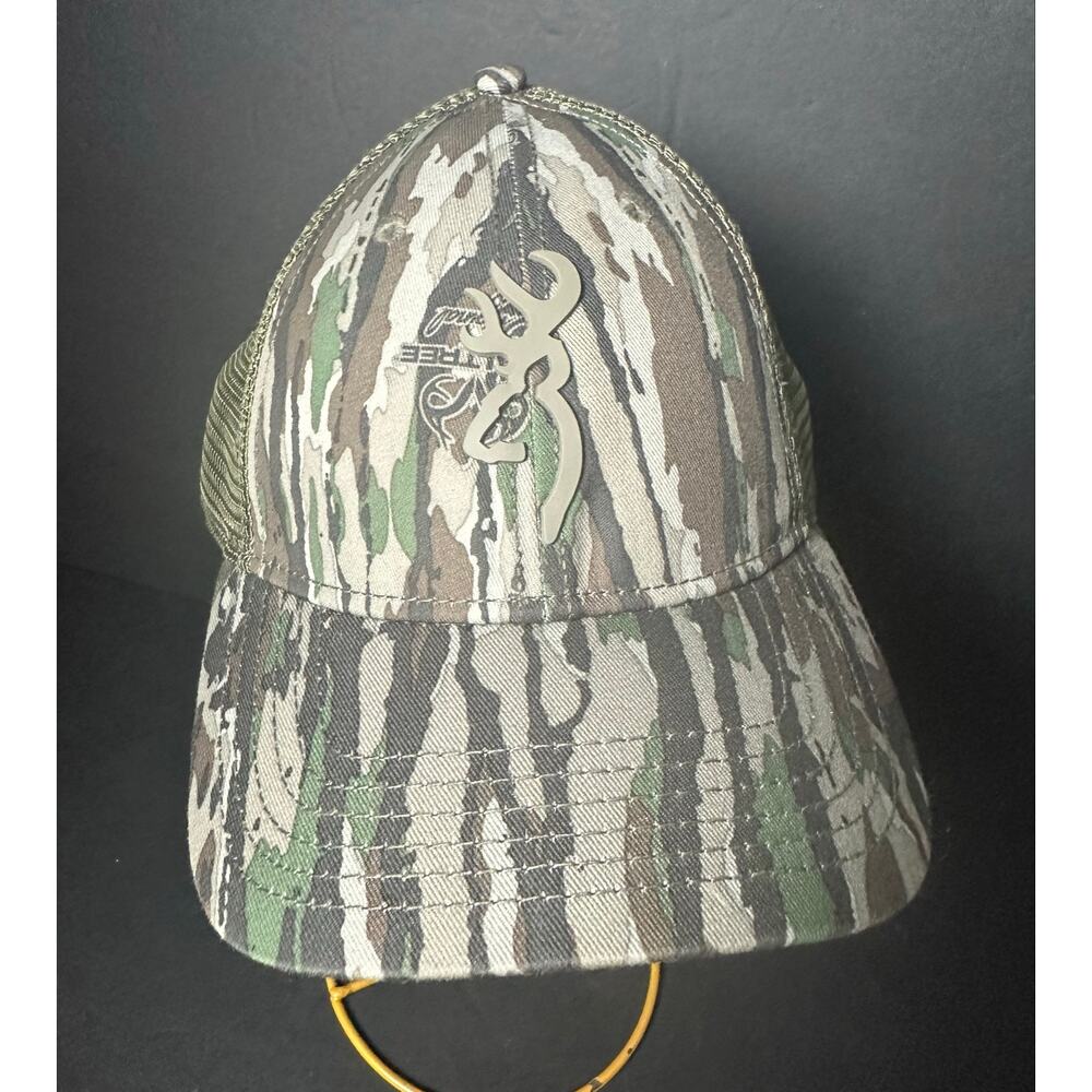 Browning Snapback Mesh Back Trucker Hat Camo One Size Embroidered Logo